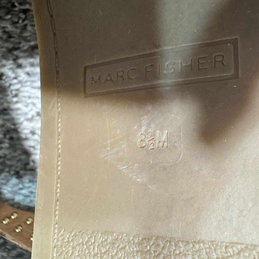 Marc Fisher Jarquis Espadrille Sandals Tan Studded Ankle Strap Size 8.5 Leather - Picture 12 of 14
